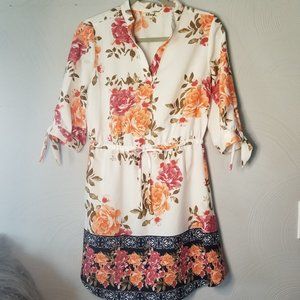 Light Floral Dress with 1/2 Sleeves